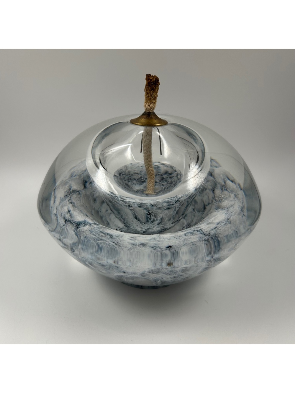 Oil Lamp Art Glass Krosno Poland Handmade